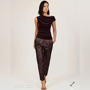 Reiss Velvet Off The Shoulder Top Plum 2 $135 Low Inventory